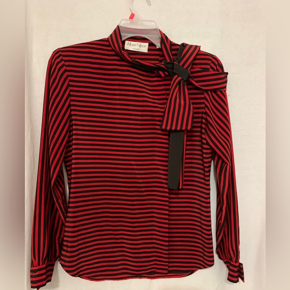 Vintage woman blouse! Beautiful bow on the side of neck, classic & elegant! - Picture 2 of 11